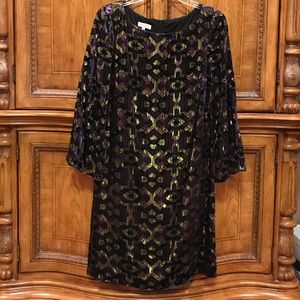 Velvet A-line Dress w/ Bell Sleeves